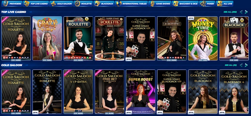 BassBet Casino Live Casino Screenshot